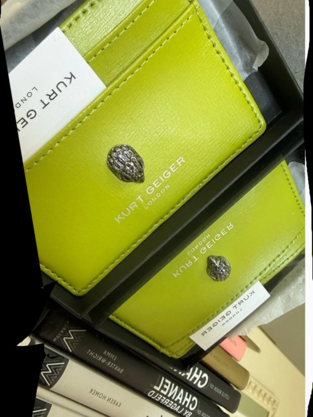 Kurt Geiger Bond Leather Card Holder • Lime • NWT Box • Eagle Head • Rare - Picture 5 of 11